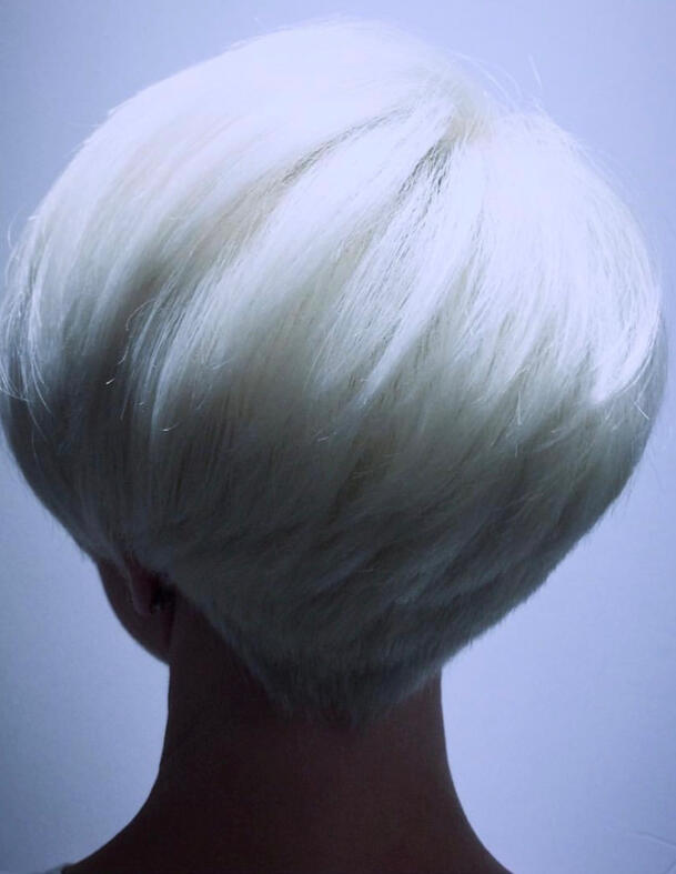 Hair: Renee Beach -Schwartzkolf Professional Blonde Me. Short Tapered Bob. Model: Karen Bertelsen (The Art of Doing Stuff)